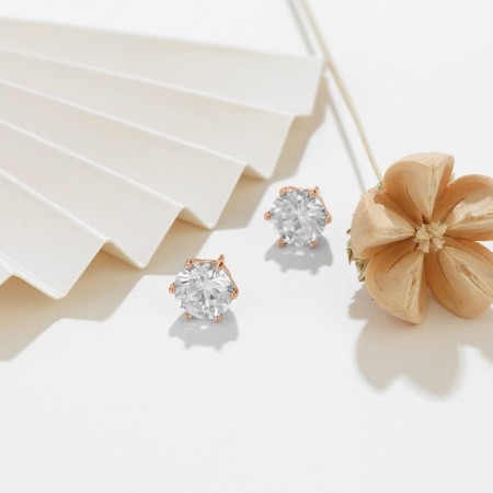 Earrings with rhinestones Xuping Cuts, white color in pink gold-2
