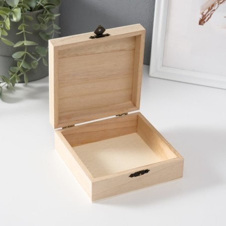 Casket wood for painting Square "Striped" 5x13x13 cm-1