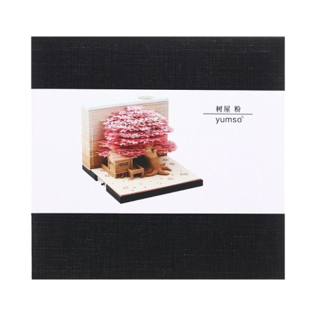 3D block for notes, house with wood, 260 sheets, height-6cm, width-9cm-1