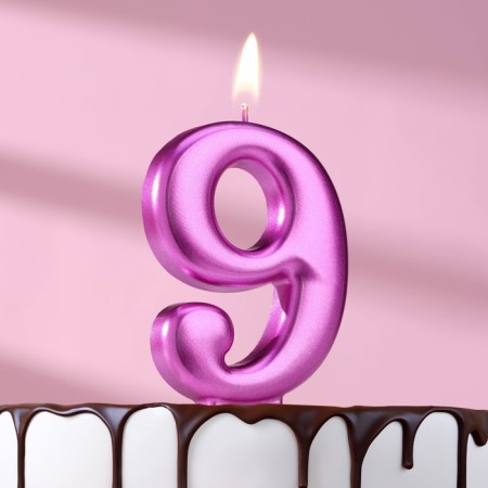 Candle for the Cake "European Giant", a number 9, 7 cm, purple metallic