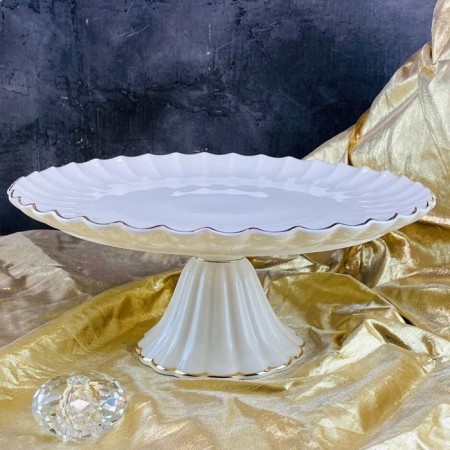 Round Lenardi dish, on the leg, porcelain, d = 30.5 cm