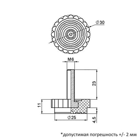 Опора-болт ТУНДРА 30 М6х23, черная-1