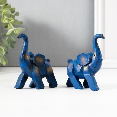 Souvenir Polystone "Blue Elephant" set 2 pcs 3x8x8.5 cm-2