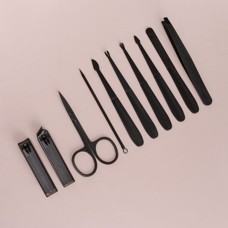 Manicure set, 10 items, in case, gray/black color-5