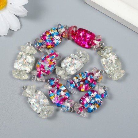 Decor for creativity plastic "Star candy with loop" mix 0.4x1.3x2.8 cm