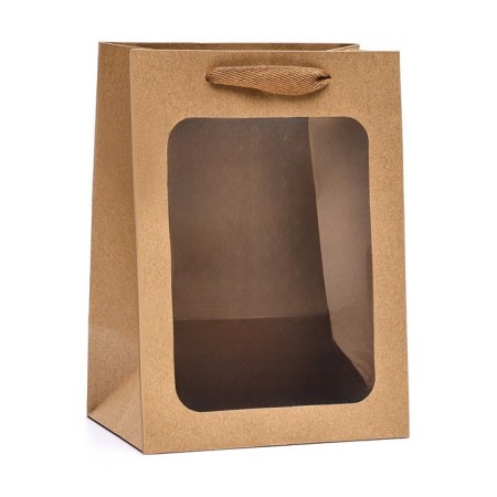 Gift package, with a window, 25 x 18 x 13 cm, craft, 1pc.