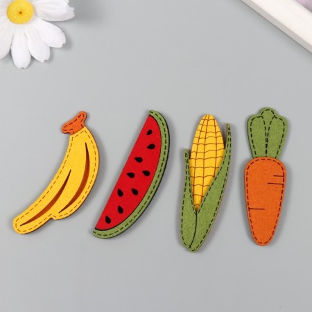 Decor for creativity claims. suede "fruits, vegetables" mix 7x2.2 cm