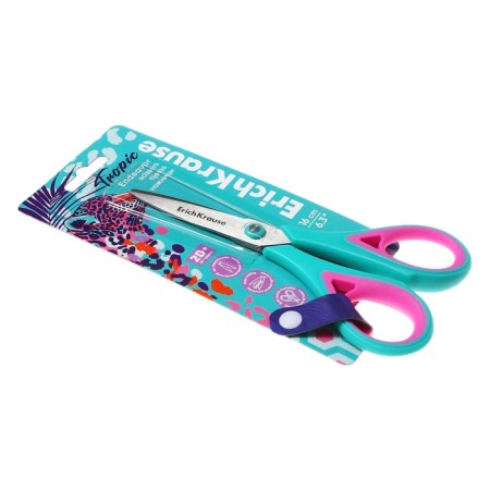 Scissors 16 cm Erichkrause "Endeavor Tropical", double sharpening, anti -slip rubber inserts, mix, euro -handings-10