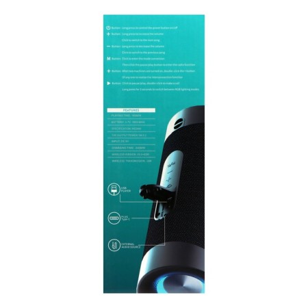 Portable column Maimi F1, microUSB, backlight, BT 5, 1800 mAh, black-10
