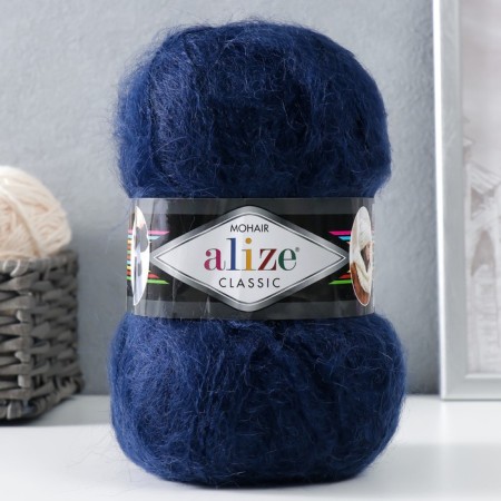 Yarn "Mohair Classic" 25% moher, 24% wool, 51% acrylic 200m/100g (395 dark blue)