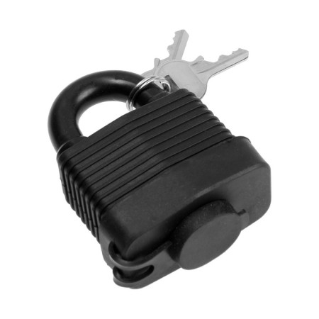 Lockland hinged lock, 50 mm, moisture -proof, short handle, 2 keys, black color