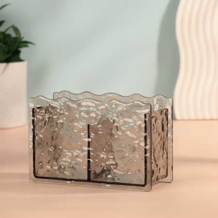 Organizer for storage of cosmetics "Waves", 2 sections, 16 × 6.5 × 10.3 cm, black, translucent-1