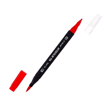 Set of markers 12 colors, bilateral, black case in a plastic pencil case-3