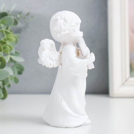 Polystone souvenir "Angel-girl plays" a snow-white mix 10x5.5x12 cm-2