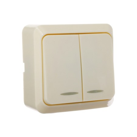Luazon Lighting "League" switch, 10 A, 2 keys, overhead, backlight, beige-1