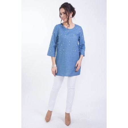 Female blouse, size 44, blue color-1