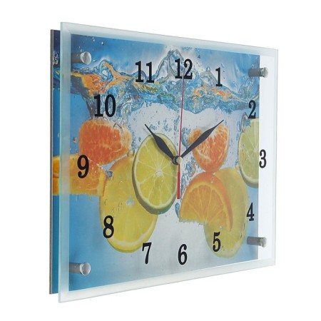 Carty clock is wall-mounted, interior "lime and orange", silent, 25 x 35 cm-1