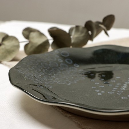 Ceramic plate "Stone", 21.5 cm, dark gray color-4