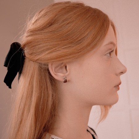 Emall earrings "Devil" heart, red color in silver-2