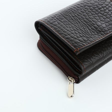 Women's wallet with zipper, Textura, brown color-6