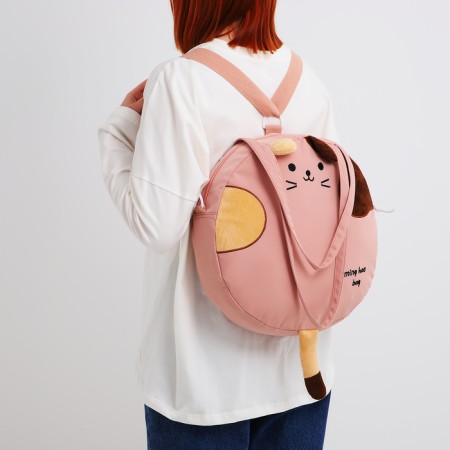 Youth bag with a zipper, pink color-2