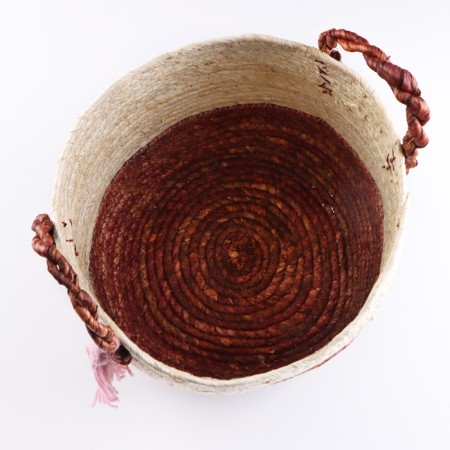 Argentina storage basket, with handles, 30 x 25 x 24.5 cm, natural, burgundy-4