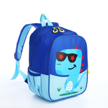 A backpack with a zipper, the color is blue/blue