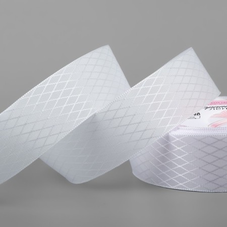 Decorative tape "Rombs", 25 mm × 9.1 ± 0.5 m, white color