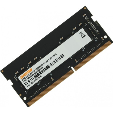 Memory module DDR4 8GB 3200MHz DGMAS43200008S RTL PC4-25600 CL22 SO-Dimm 260-Pin 1.2V Single Rank-1