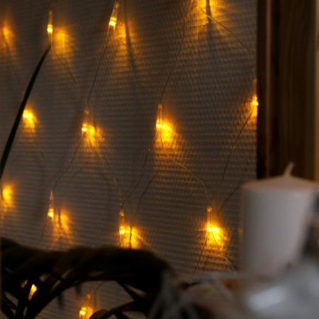 Garland "Network" 1.6 × 1.6 m, IP20, transparent thread, 144 LED, yellow glow, 8 modes, 220 V-2