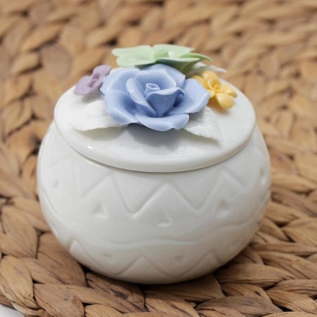 Ceramic bank for bulk products "Flowers", 160 ml, white color-2