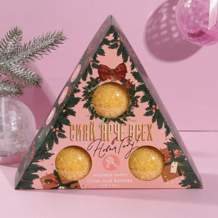 Gift set of cosmetics "Shiii Brightness", bath salt 3 x 190 g, pure happiness-1