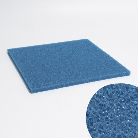 The sponge is rectangular, coarse, sheet 50 x 50 x 2 cm, blue