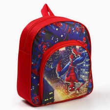 The backpack of the textile is a pocket 25*24*9cm, Spider-Man