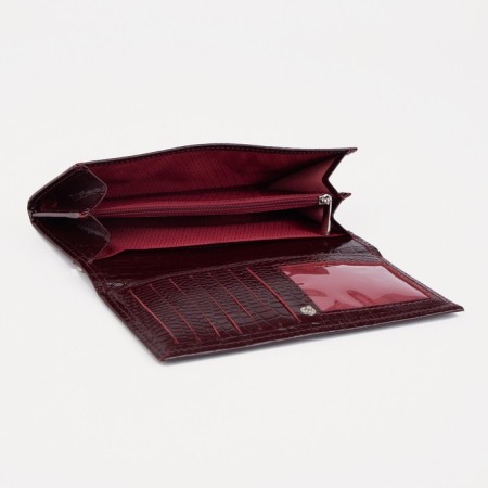 Women's wallet on the button, burgundy color-2