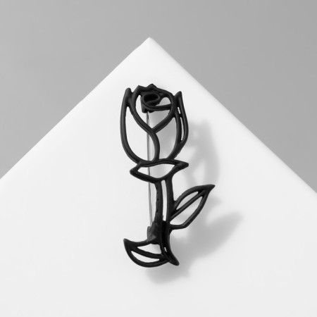 Brooch "Flower" contour rose, black color-1