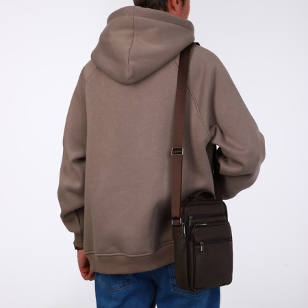 Male bag on lightning, long belt, brown color-5