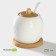 Porcelain sugar tower with a spoon on the Bellatenero bamboo stand, 250 ml, white color