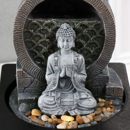 The desktop fountain from the network, backlight "Mediting Buddha" gray 18x18x24 cm-4