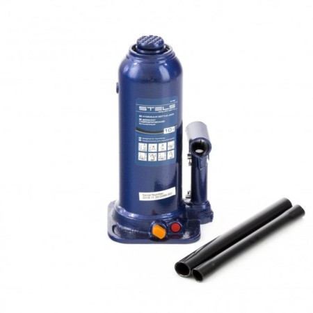 Hydraulic jack STELS 51166, bottle, 10 tons, h rise 222-447 mm