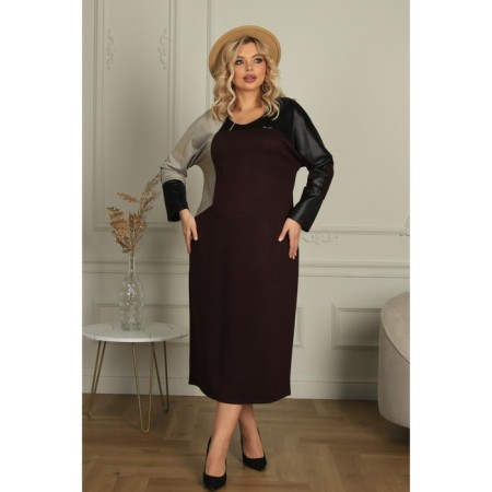 Women's dress, size 48, burgundy color-4