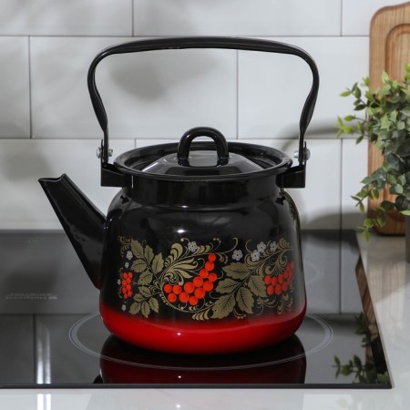A kettle with a loop "Ryabina", 2.3 l, enameled cover, induction-4