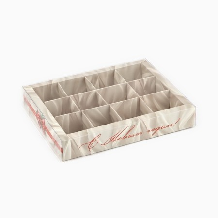 Box for 12 sweets with cells "New Year's Balt", 14.5 x 18.5 x 3 cm, New Year