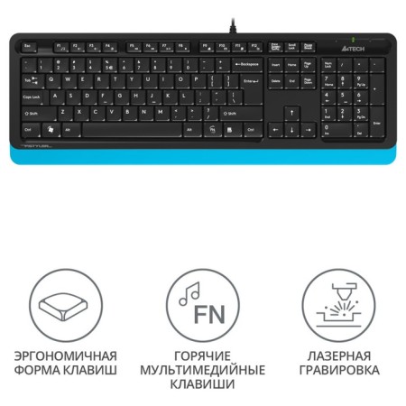 Keyboard A4Tech FSTYLER FK10 Black/Blue USB-1