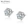 Earrings with rhinestones Xuping Cuts, white color in silver