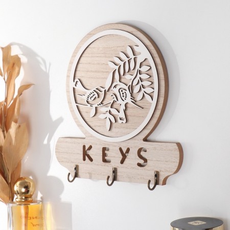 Decorative wood hooks "Two birds on a branch" 2.5x19.5x19.5 cm-1