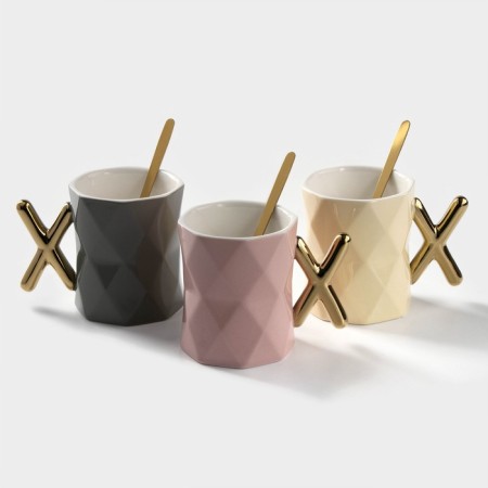 Ceramic mug with a spoon "Louis", 250 ml, color mix-2