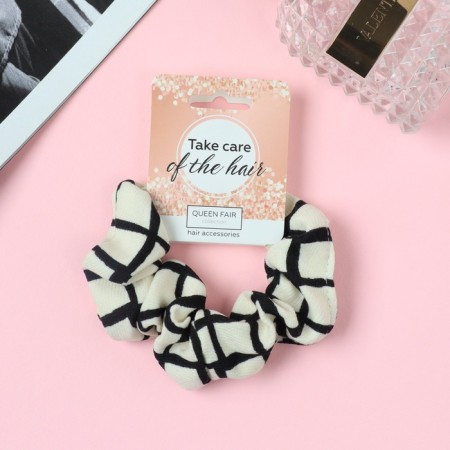 Hair elastic band "Orbit" large cage, 9 cm, dairy-black-1