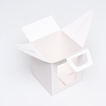 Folding box with a window, white, 15 x 15 x 18 cm-2