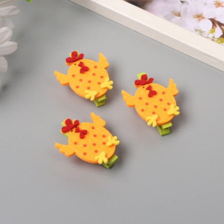 Decor for creativity wood, felt "clothespin. Cockerel-yaiko" set of 3 pcs 1.8x4.8 cm-1